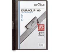 DURABLE Chemise à clip DURACLIP 60 – A4, clip acier, 60 feuilles, noir, lot de 5