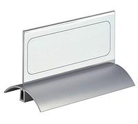 DURABLE Porte-noms Desk Presenter DE LUXE – verre clair en acrylique, pied aluminium, 150x61 mm