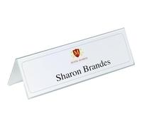 Durable Chevalet Porte-Nom Rigide A4, 25 pièces, transparent, 820219 | Support en acrylique en forme de L, lisibilité recto-verso, pour bureaux et conférences, 105 x 297 mm
