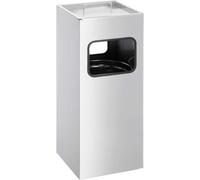 Durable Corbeille à papier 17L avec cendrier intégré 2L, 333123 | 1,5 kg de sable inclus, idéal pour zones fumeurs et halls d'entrée, bacs amovibles, 1 pièce, Argent, Made in Germany