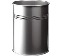 DURABLE Corbeille à papier METALL ronde 15 litres argent métallique