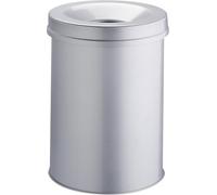 Durable Corbeille à papier ronde anti-feu, 30L, Gris, acier, 330610 | Poubelle de bureau, couvercle étouffoir, revêtement époxy polyester, résistant aux rayures, 1 pièce, Made in Germany