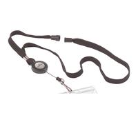 DURABLE Cordon textile avec enrouleur et mousqueton - Noir - Boîte de 10 lacets