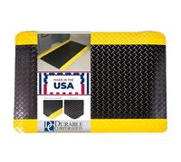 Durable Corporation en vinyle Diamond-dek éponge industriel Tapis anti-fatigue, pour l'intérieur, 36 Inches X 60 Inches, Black with Yellow Border, 1