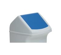 DURABLE couvercle avec trappe d insertion bleue pour poubelle 40l plastique PE