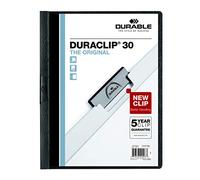 Durable Couverture de rapport avec DURACLIP, format lettre, peut contenir jusqu'à 30 pages, couverture transparente/noire, 25 par boîte (220301BX)