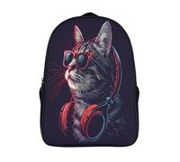 durable décontracté livre sac animal sacs à dos 3d imprimé chat portant des lunettes de soleil 12 ans et plus garçon filles sac à dos imperméable 2 compartiment-16,pour l'école les voyages affaires