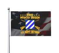 durable Drapeau double face Drapeau de la 3e division d'infanterie avec fusils croisés à la retraite Léger Drapeau avec œillets métalliques 3x5 Ft pour bars,dortoirs,Décoration extérieure