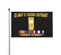 durable Drapeau double face US Army O-1 Second Lieutenant Kos Drapeau des vétérans Coloré Drapeau saisonnier 3x5 Ft pour Décoration extérieure,Décoration intérieure,jardin