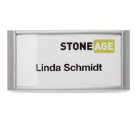 durable durable badge classic, à aimant, 74 x 34 mm, argent noir Noir