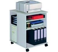 Durable Chariot Multifonctionnel 74/59, Gris, 528 x 748 x 592 mm, 311310 | Ouvert sur 3 côtés, 6 étagères en bois mélaminé de 16 mm, tablette supérieure jusqu'à 30 kg, Made in Germany