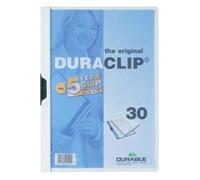 Durable Duraclip 30 - Chemise À Clip - A4 - Pour 30 Feuilles - Blanc Avec Couvercle Avant Transparent