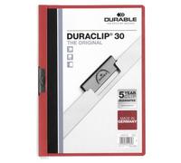 Durable Duraclip 30 Protège Documents Pvc Rouge Et Transparent