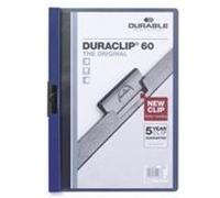 DURABLE Pochettes A4 à clip DURACLIP 60 220907 - Lot de 25, clip 6 mm, 1–60 feuilles, bleu foncé