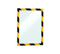 Durable Duraframe Support magnétique autocollant pour panneau de sécurité - Format lettre 21,6 x 27,9 cm - Cadre magnétique jaune et noir