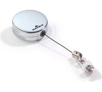 DURABLE Enrouleur CHROME avec lanière à bouton pression, 10 pc, Argent, 822523