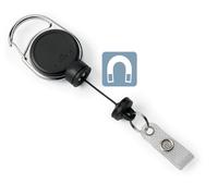 Durable Enrouleur pour badge - Clip en métal ultra puissant - 60 cm - Noir