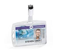 Durable - Porte-Badge Rigide pour 1 Carte de Sécurité + Clip - Dimensions Intérieures : 54 x 85 mm - 1 Unité 895619 Transparent