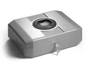 Durable Euroboxx Caisse à Monnaie avec Monnayeur, anthracite, 178257 | Boîte à billets en acier, 8 compartiments pièces & 4 compartiments billets, mousse de protection, 352 x 120 x 276 mm