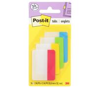 Durable File Tabs, 2 x 1 1/2, rouge, jaune, vert, bleu, 24/PK