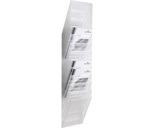 Durable Flexiboxx 12 Porte-Documents Mural A4, 1 kit, transparent | Presentoir mural portrait avec 12 compartiments, en polystyrene, ouverture en V, format 24x32 cm