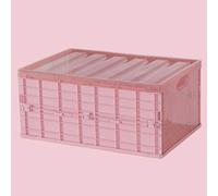 Durable Folding Storage Case with Member Waterproof Thick Collapsible Organizer Box for Blanket Clothes Books Under Bed in Cars (Color : Light Red Size : Small) (Light Red Medium)
