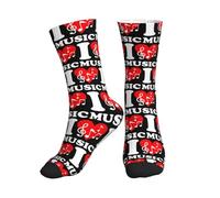 Durable Homme Chaussettes J'aime la musique avec style Socquettes de Sport Antidérapante Chaussettes Courtes pour Courir Training Basketball 40cm