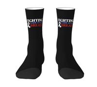 Durable Homme Chaussettes, Ruban blanc de sensibilisation au cancer du poumon : combattez à chaque respiration, Socquettes de Sport Unisexe Chaussettes Courtes pour Training Sport 40cm