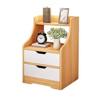 Durable Household Assembly Double Drawer Locker Rounded Living Room Corridor Bedroom 37X30X57cm Storage Box (Color : Blue) (Pine Color)