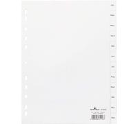DURABLE Index A4 12 part. Jan-Dec onglets imprimés avec couverture PP, Blanc, 611402