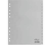 DURABLE Index A4 15 part. 1-15 onglets imprimés avec feuille de couverture PP, Gris, 652410