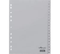 DURABLE Index A4 20 part. 1-20 onglets imprimés PP, Gris, 652210