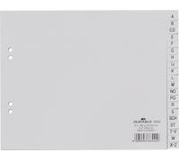 DURABLE Index A4 20 part. onglets imprimés A-Z couverture partielle PP gris, Gris, 650010