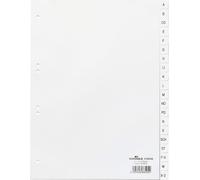 DURABLE Index A4 20 part. onglets imprimés de A-Z feuille de couverture PP, Blanc, 615002