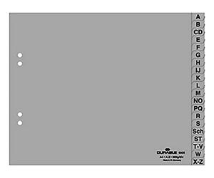 DURABLE - Intercalaire - Format A4 paysage - 20 touches - Onglet alphabétique A-Z - Hauteur 180 mm - Perforations 4 trous - Polypro 120 Microns - Gris - 1pièce - 650010