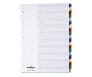 DURABLE Intercalaire plastique, format A4, PP, 20 positions