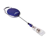 Durable 832407 Style enrouleur Yoyo Longueur 80 cm Attache Ceinture avec Lanière Bouton Pression Compatible Perforation Euro - Slot Boîtier Bleu Boîte de 10