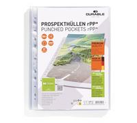 Durable Lot de 100 pochettes perforées A4 en polypropylène recyclé résistant Transparent