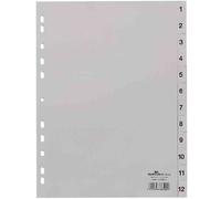 Durable 6512 Répertoire DIN A4 1-12 plastique gris 12 onglets onglets imprimés 651210