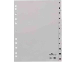 DURABLE Lot de 3 Jeux intercalaire Numérique A4 12 Chiffres Polypro Gris