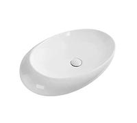 Durable Meuble de salle bain ovale moderne, lavabo sur comptoir, meuble en céramique blanche, d'art, élégant forme d'œuf Facile à nettoyer(Petit)