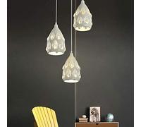 Durable Moderne Minimaliste Cristal Fer forgé Blanc Creux Disque à Trois têtes Restaurant Lustre Taille 18 m * 20 cm plafonnier éclairage éclairage café Bar Porche Salle à Manger Chambre étude Salon