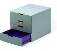 Durable Module de Classement Varicolor 4, multicolore, ABS, 760427 | Casier de rangement bureau, pour documents A4+, 4 tiroirs, plastique ABS haute qualité, 280 x 292 x 356 mm, Made in Germany