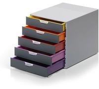 Durable Module de Classement Varicolor 5, multicolore, ABS, 760527 | Casier de rangement bureau, pour documents A4+, 5 tiroirs, plastique ABS haute qualité, 280 x 292 x 356 mm, Made in Germany