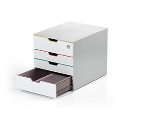 Durable Module de Classement Varicolor Mix 4 Safe, multicolore, ABS, 762627 | Boîte de classement à 4 tiroirs dont 2 XXL, tiroir du haut verrouillable à barillet, documents A4+, Made in Germany