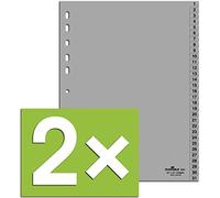 Durable Monatsregister (A4, en Relief Onglets, Pp Entier) - gris, 2er Pack / 1-31