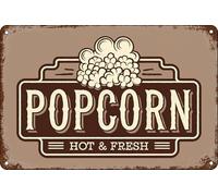 Durable Murale Métallique Popcorn Chaud Et Frais Métal Mur Affiche Robuste Affiche Étain pour Bar Parc Café S