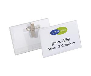 DURABLE Pack Porte-badges transparent avec pince combi - A épingler ou clipser - Kit tout en un combi - Lot de 20