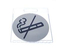 DURABLE - Panneau Interdiction de fumer - Pictograme rond - Avec pastille autocollante - En acier inoxydable - Résistant aux rayures - Épaisseur 1 mm - Ø 83 mm - Argent métallisé - 1 pièce - 491123