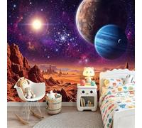 Durable Papier peint intissé Sci Fi 400 x 280 cm | Planète Désert Décoration murale Pour Decoratif Chambre, salon, bureau, cuisine, dortoir Rouge